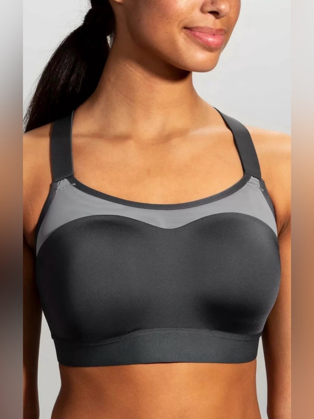 Brooks Dare Racerback Run Bra 2.0 – High Impact Black Sports Bra 38DD Charcoal